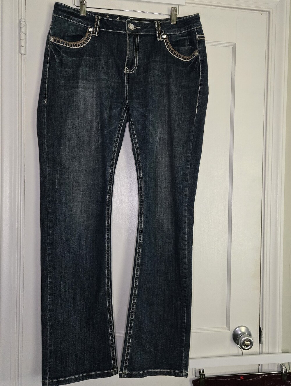 LA Idol Dark Wash Boot Cut Jeans Womens Y2K Flare Denim Glam Western